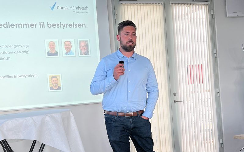 Murermester Mikkel Nilsson motiverede sit kandidatur til Dansk Håndværks bestyrelse på generalforsamlingen den 7. maj 2026.